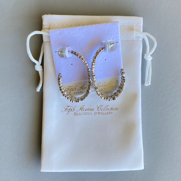 Fifth Avenue Pave Swarovski Crystal 3/4 Hoop Earrings NWT - Picture 9 of 10